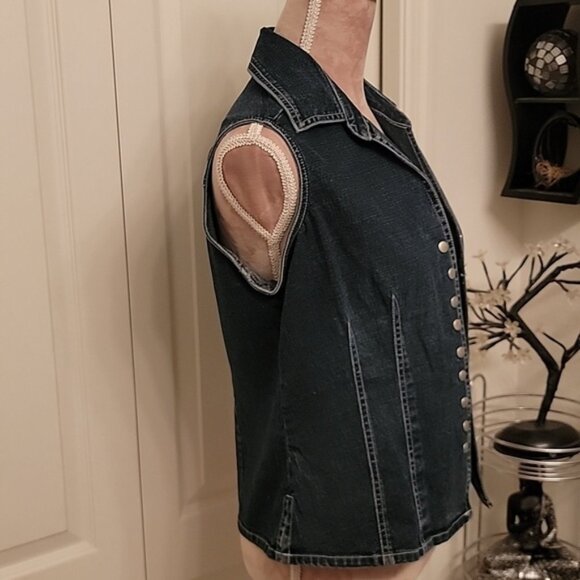 A.M.I. Vintage 90s Dark Wash Denim Vest, Size PM.  EUC! - Picture 3 of 6